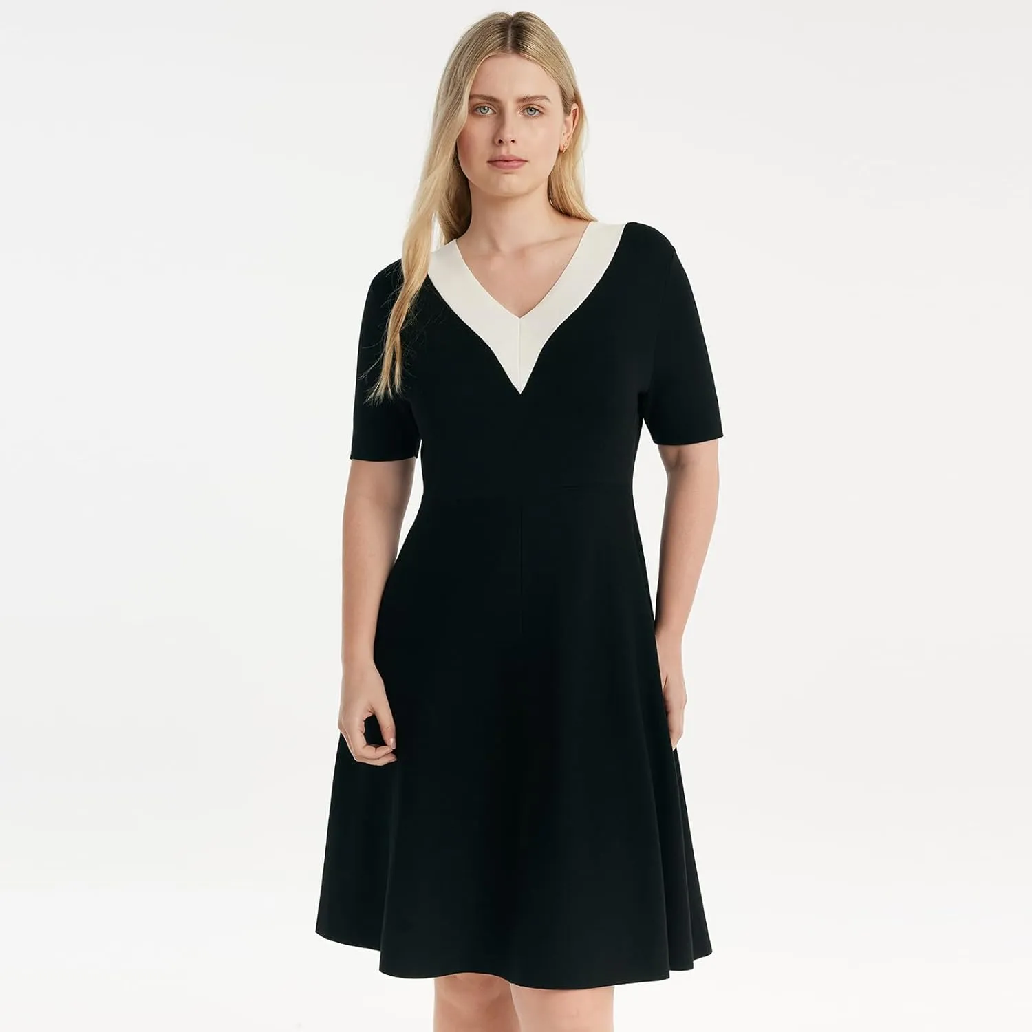 Summer Tweed Dresses for Women Short Sleeve A-Line Mini Crew Neck Lace Elegant Dress Casual Daily