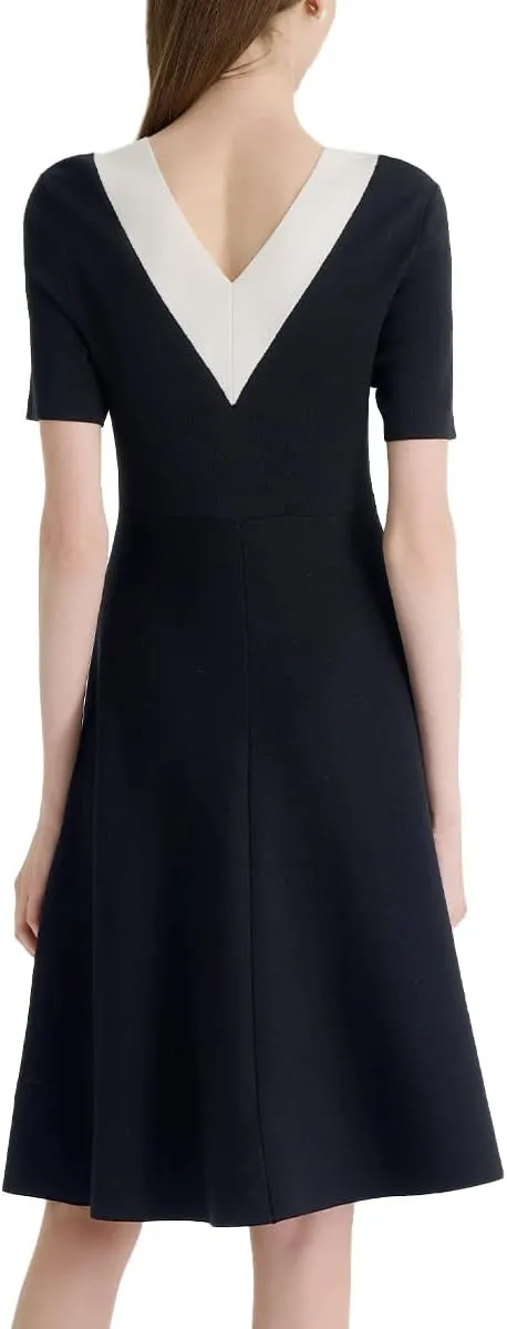 Summer Tweed Dresses for Women Short Sleeve A-Line Mini Crew Neck Lace Elegant Dress Casual Daily