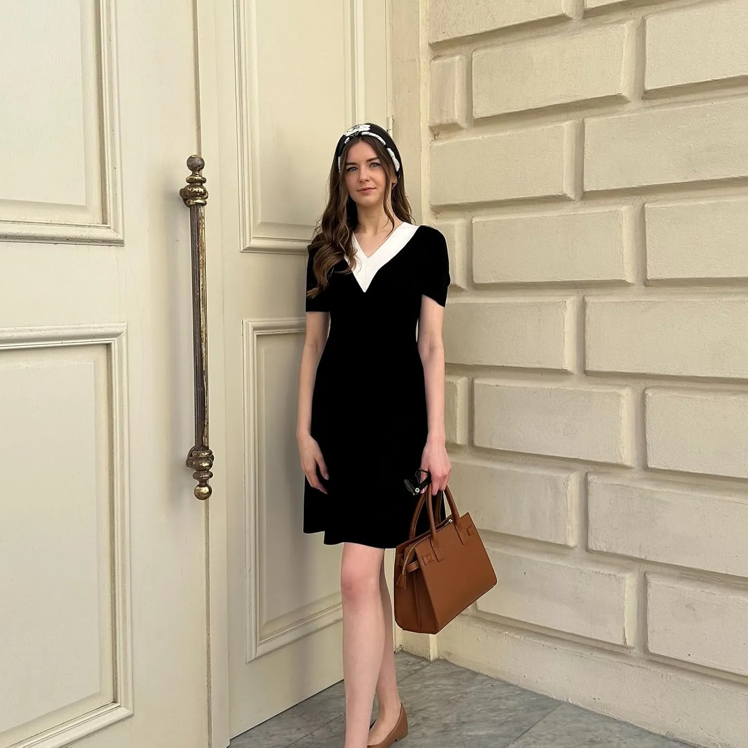 Summer Tweed Dresses for Women Short Sleeve A-Line Mini Crew Neck Lace Elegant Dress Casual Daily