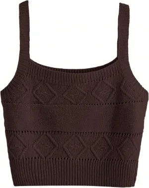 SweatyRocks Women's Sleeveless Solid Knit Straps Crop Tank Tops