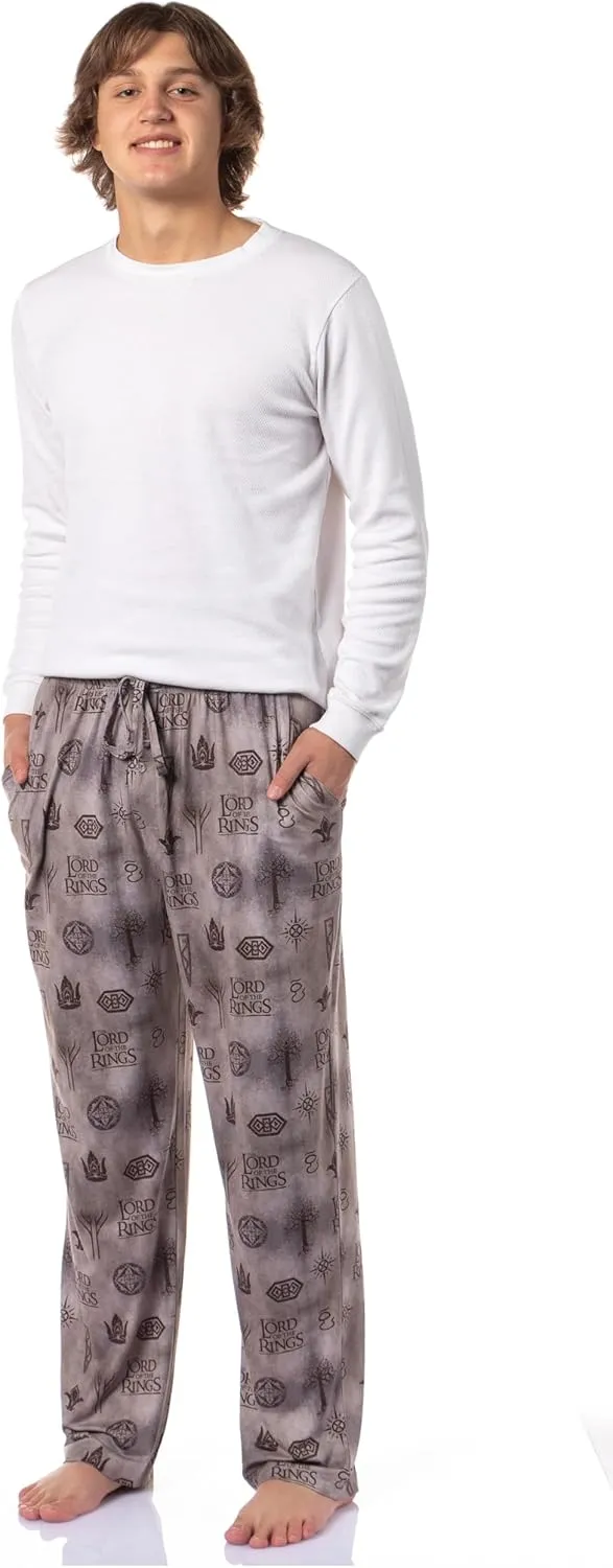The Lord of The Rings Men's Tossed Print Tree of Gondor Crown Sleep Pajama Pants