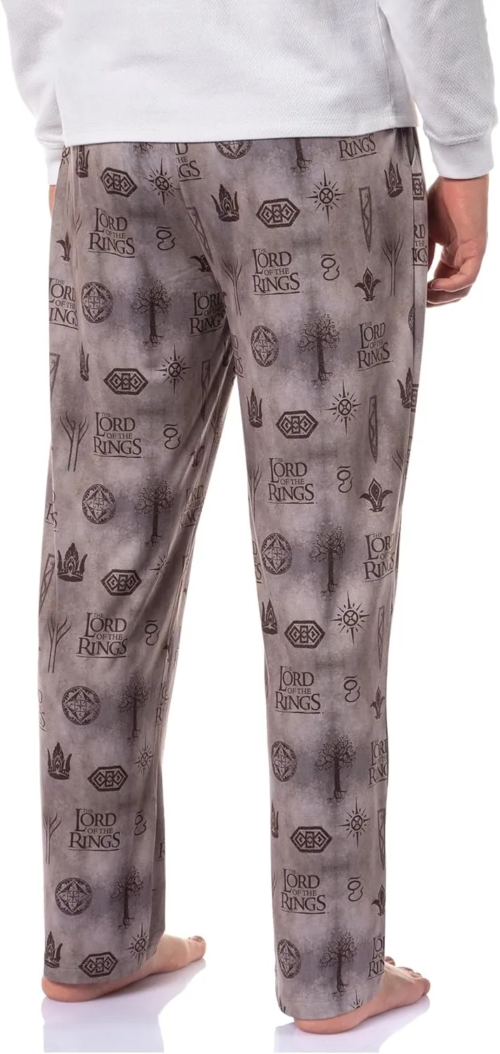 The Lord of The Rings Men's Tossed Print Tree of Gondor Crown Sleep Pajama Pants