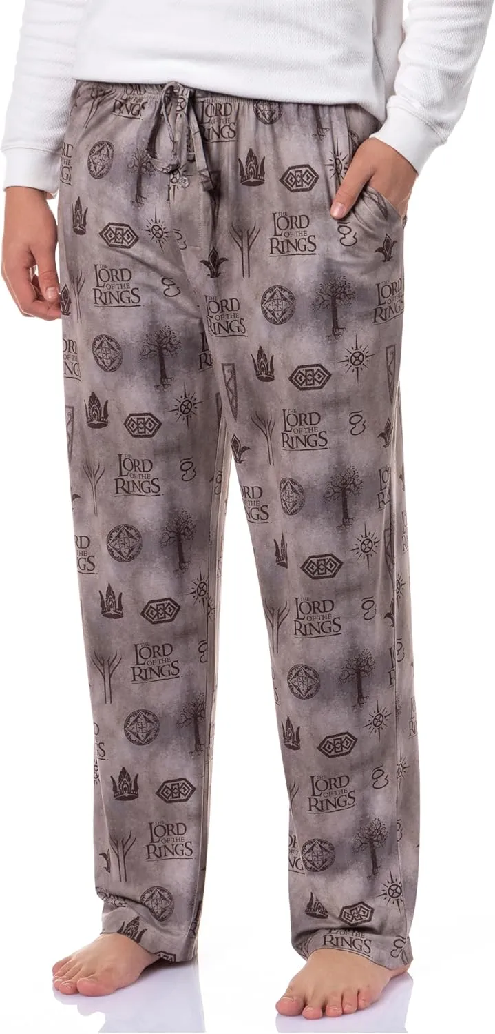 The Lord of The Rings Men's Tossed Print Tree of Gondor Crown Sleep Pajama Pants