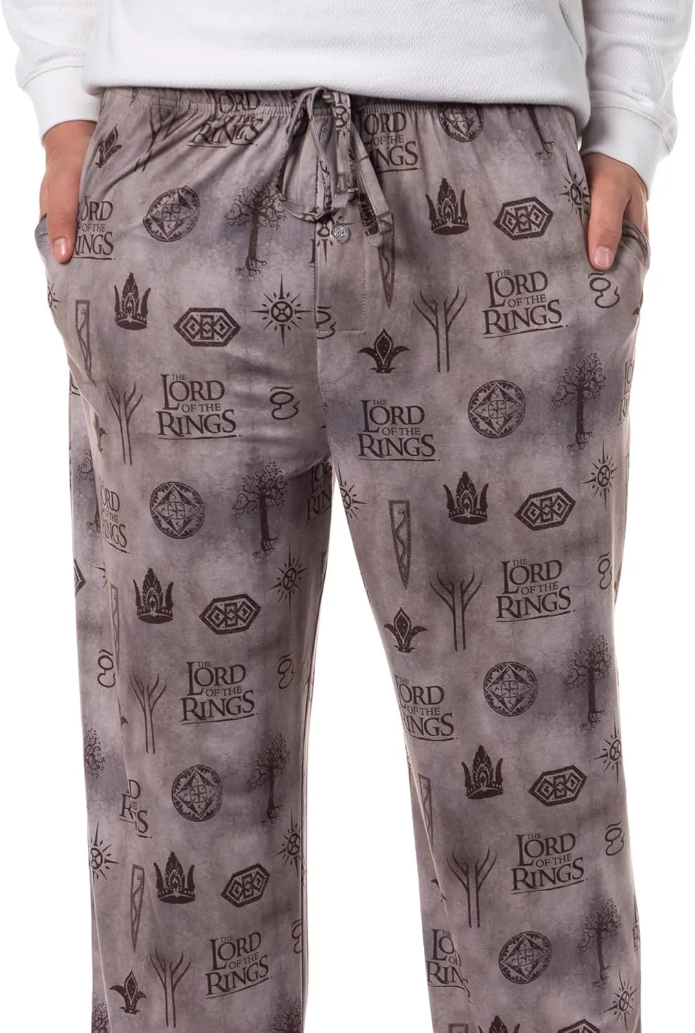 The Lord of The Rings Men's Tossed Print Tree of Gondor Crown Sleep Pajama Pants
