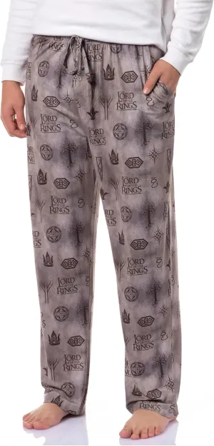 The Lord of The Rings Men's Tossed Print Tree of Gondor Crown Sleep Pajama Pants