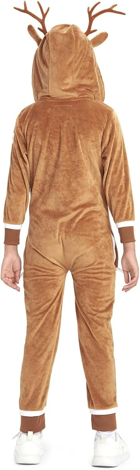 Tipsy Elves Rudolph The Red-Nosed Reindeer Jumpsuit Costume - Cute Brown Rudolf Holiday Animal Onesie for The Family