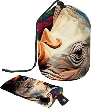 Travel Cosmetic Bags bucket Makeup Bag, Animal Art Rhino 62 Women Portable Foldable Cases, Multifunctional Toiletry Bucket Bags Round Organizer Storage