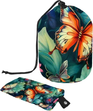 Travel Cosmetic Bags bucket Makeup Bag, Art Aesthetic Butterflies Women Portable Foldable Cases, Multifunctional Toiletry Bucket Bags Round Organizer Storage