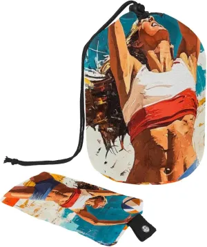 Travel Cosmetic Bags bucket Makeup Bag, Art Colorful Women Playing Volleyball 14 Women Portable Foldable Cases, Multifunctional Toiletry Bucket Bags Round Organizer Storage
