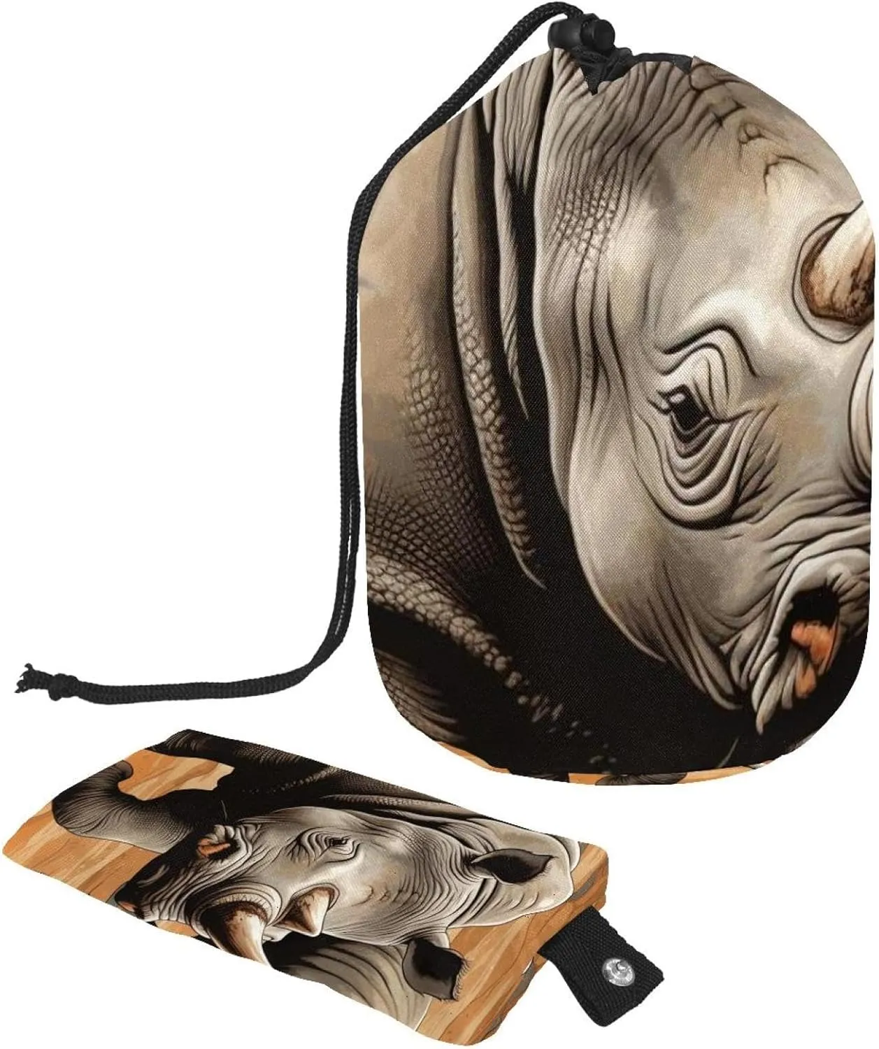 Travel Cosmetic Bags bucket Makeup Bag, Brown Rhino 66 Women Portable Foldable Cases, Multifunctional Toiletry Bucket Bags Round Organizer Storage