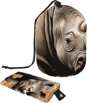 Travel Cosmetic Bags bucket Makeup Bag, Brown Rhino 66 Women Portable Foldable Cases, Multifunctional Toiletry Bucket Bags Round Organizer Storage