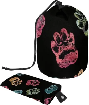 Travel Cosmetic Bags bucket Makeup Bag, Colorful Dog Paw Print Women Portable Foldable Cases, Multifunctional Toiletry Bucket Bags Round Organizer Storage