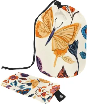 Travel Cosmetic Bags bucket Makeup Bag, Colorful Flower Butterfly 62 Women Portable Foldable Cases, Multifunctional Toiletry Bucket Bags Round Organizer Storage