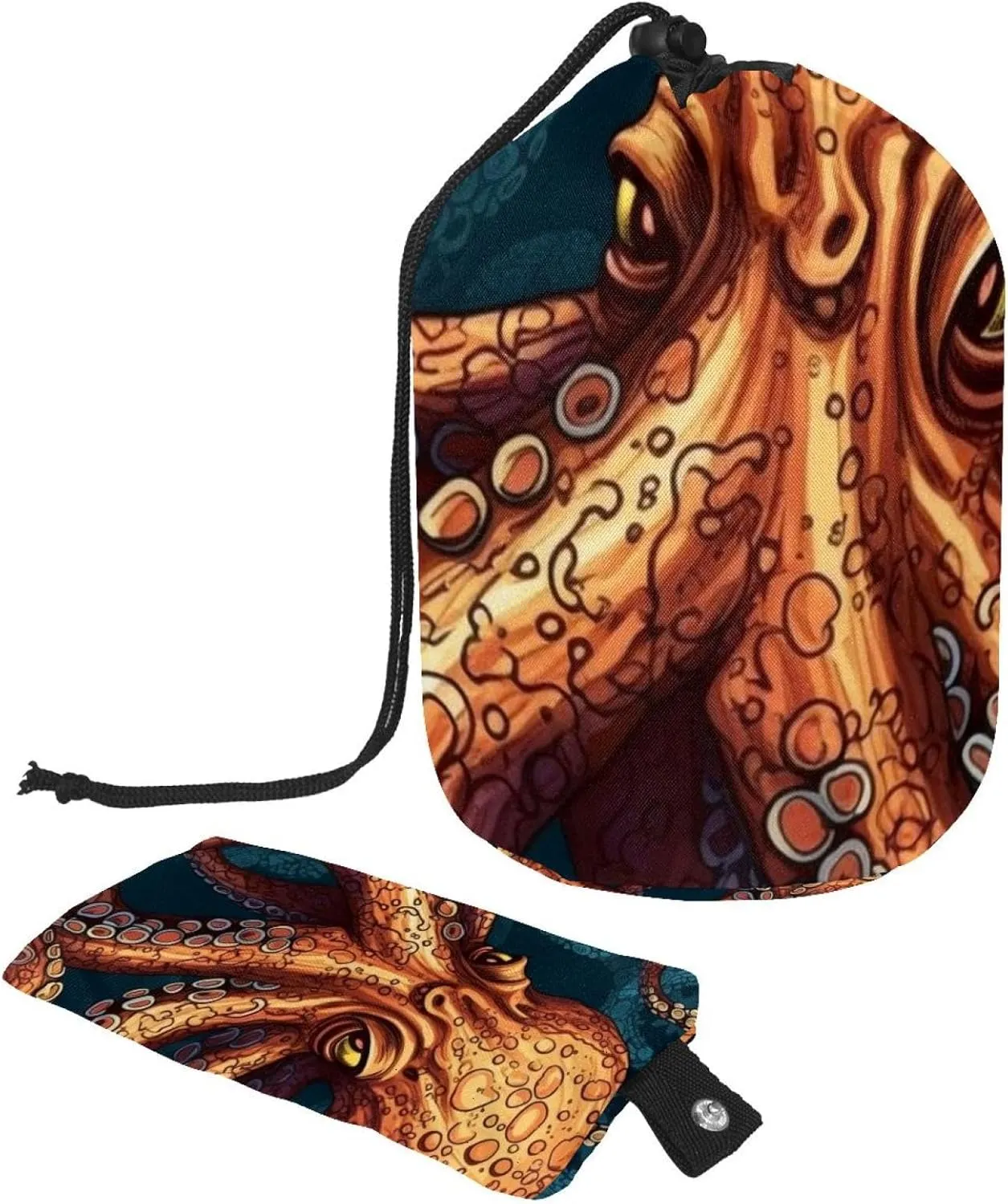 Travel Cosmetic Bags bucket Makeup Bag, Cool Pop Art Sea Octopus Women Portable Foldable Cases, Multifunctional Toiletry Bucket Bags Round Organizer Storage