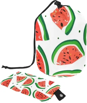 Travel Cosmetic Bags bucket Makeup Bag, Cool Watermelon Women Portable Foldable Cases, Multifunctional Toiletry Bucket Bags Round Organizer Storage