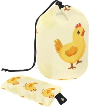 Travel Cosmetic Bags bucket Makeup Bag, Cute Cartoon Fun Chicken 1 Women Portable Foldable Cases, Multifunctional Toiletry Bucket Bags Round Organizer Storage