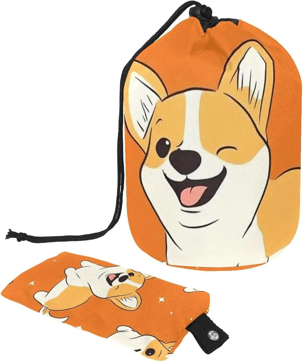 Travel Cosmetic Bags bucket Makeup Bag, Cute Fun Corgi Dog 54 Women Portable Foldable Cases, Multifunctional Toiletry Bucket Bags Round Organizer Storage