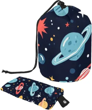 Travel Cosmetic Bags bucket Makeup Bag, Cute Galaxy Outer Space 2 Women Portable Foldable Cases, Multifunctional Toiletry Bucket Bags Round Organizer Storage