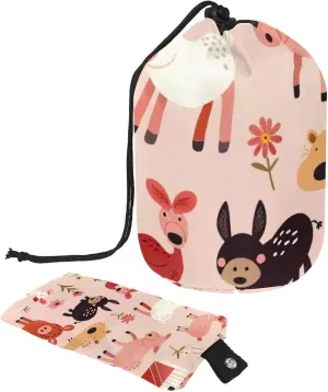Travel Cosmetic Bags bucket Makeup Bag, Cute Pink Animal Farm 58 Women Portable Foldable Cases, Multifunctional Toiletry Bucket Bags Round Organizer Storage