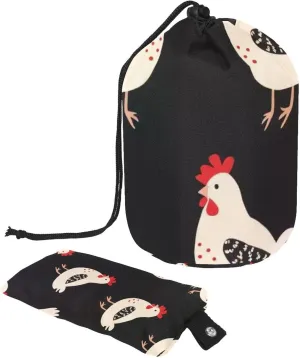 Travel Cosmetic Bags bucket Makeup Bag, Funny Cute White Chicken Women Portable Foldable Cases, Multifunctional Toiletry Bucket Bags Round Organizer Storage