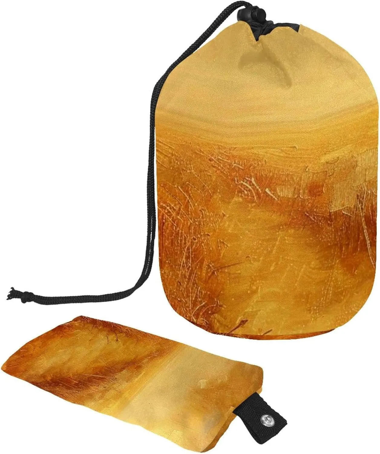 Travel Cosmetic Bags bucket Makeup Bag, Oil on Golden Wheat Field Women Portable Foldable Cases, Multifunctional Toiletry Bucket Bags Round Organizer Storage