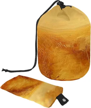 Travel Cosmetic Bags bucket Makeup Bag, Oil on Golden Wheat Field Women Portable Foldable Cases, Multifunctional Toiletry Bucket Bags Round Organizer Storage