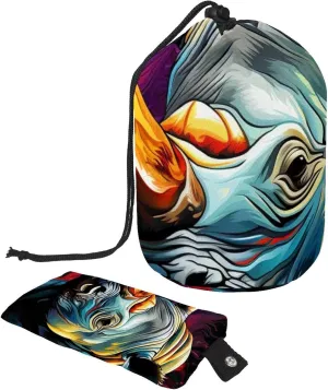 Travel Cosmetic Bags bucket Makeup Bag, Rhino Colors Oil Paint 58 Women Portable Foldable Cases, Multifunctional Toiletry Bucket Bags Round Organizer Storage