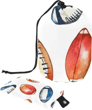Travel Cosmetic Bags bucket Makeup Bag, Watercolor Rugby Ball 22 Women Portable Foldable Cases, Multifunctional Toiletry Bucket Bags Round Organizer Storage