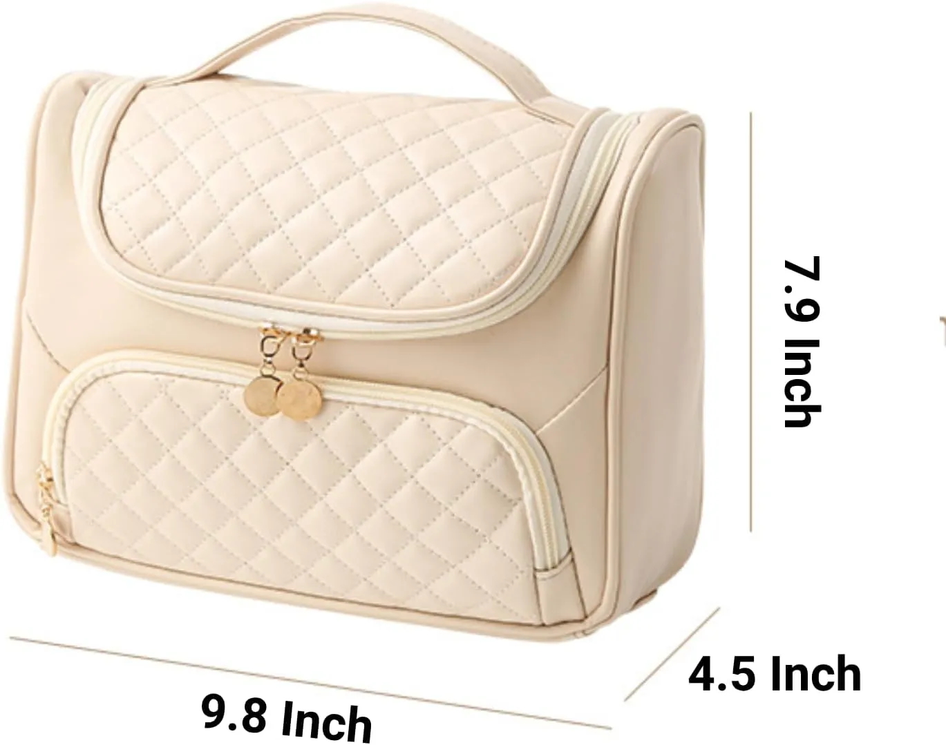 Travel Toiletry Bag, Waterproof Cosmetic Bag with Hanging Hook, Large Capacity Toiletries Bag, Makeup Bag for Traveling, Cosmetic Organizer Case for Women (Black)