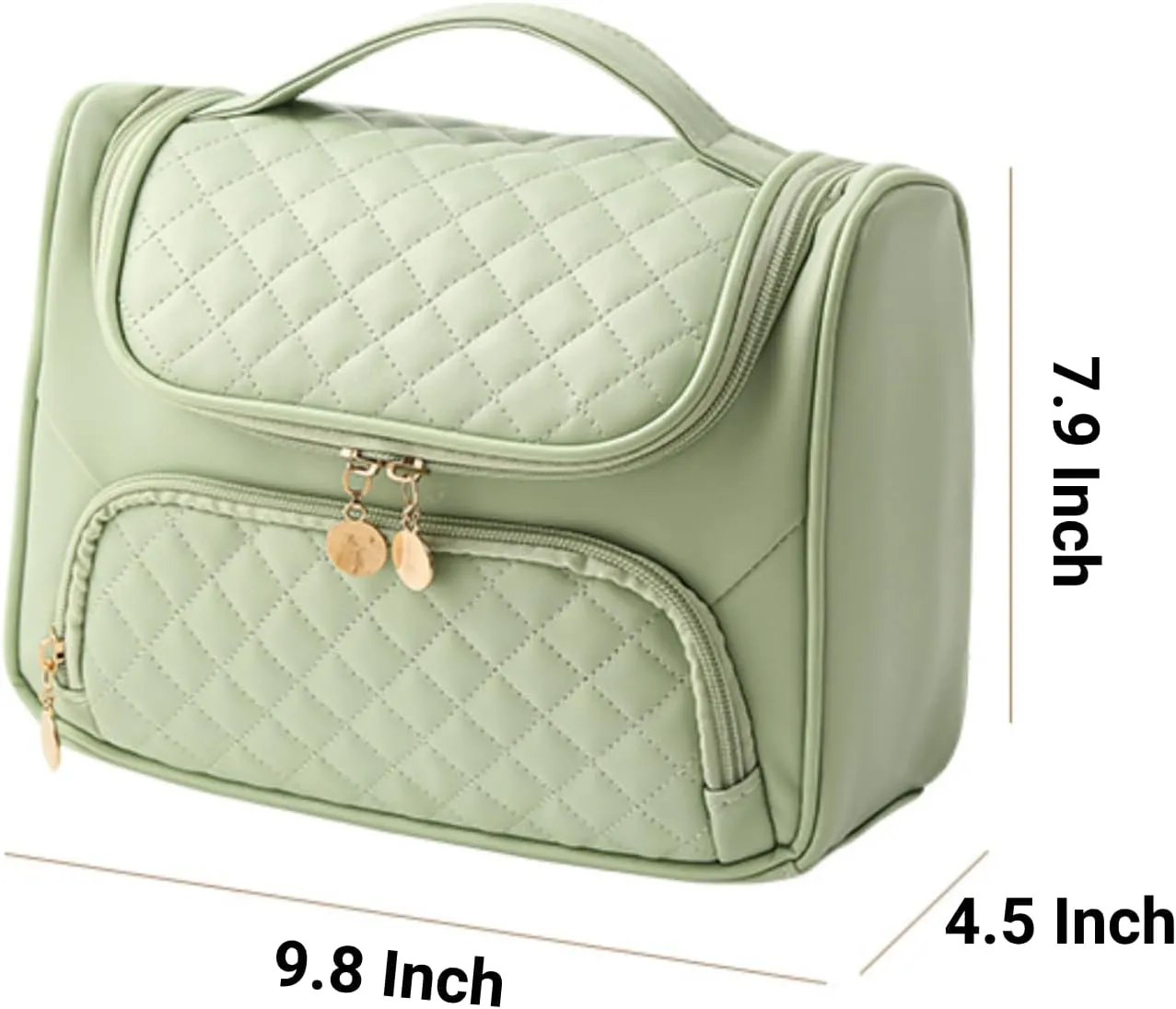 Travel Toiletry Bag, Waterproof Cosmetic Bag with Hanging Hook, Large Capacity Toiletries Bag, Makeup Bag for Traveling, Cosmetic Organizer Case for Women (Green)
