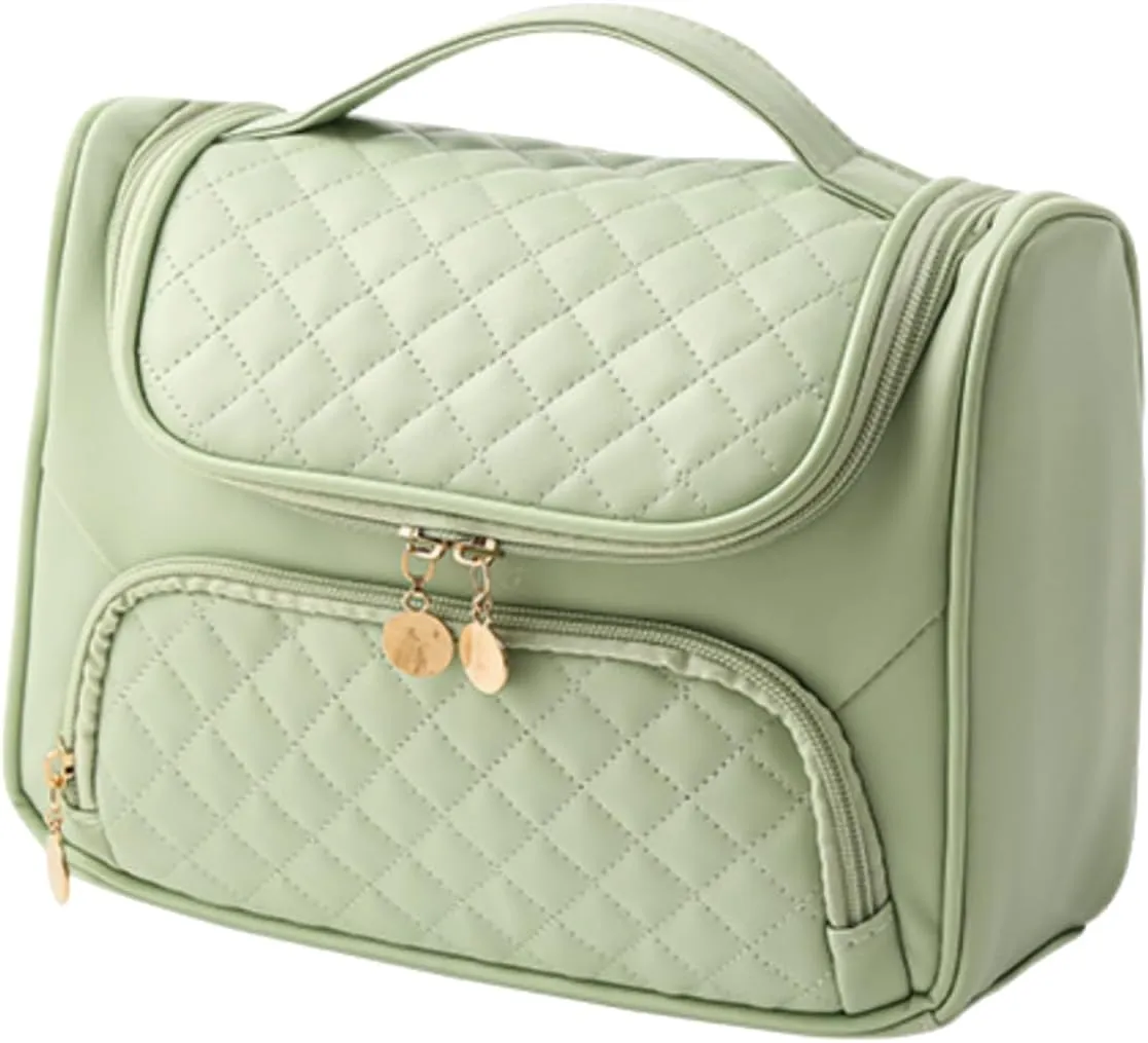 Travel Toiletry Bag, Waterproof Cosmetic Bag with Hanging Hook, Large Capacity Toiletries Bag, Makeup Bag for Traveling, Cosmetic Organizer Case for Women (Green)