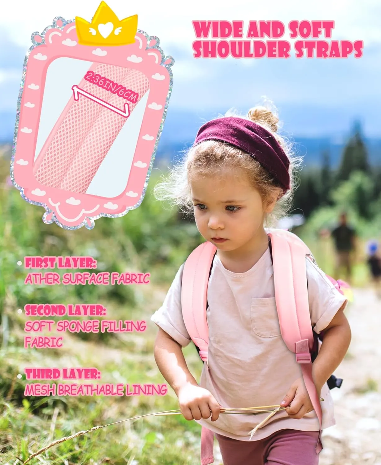 Unicorn Plush Backpack for Girls, Cute Soft PU Leather Toddler School Book Bag, Kawaii Fluffy Kids Backpacks.
