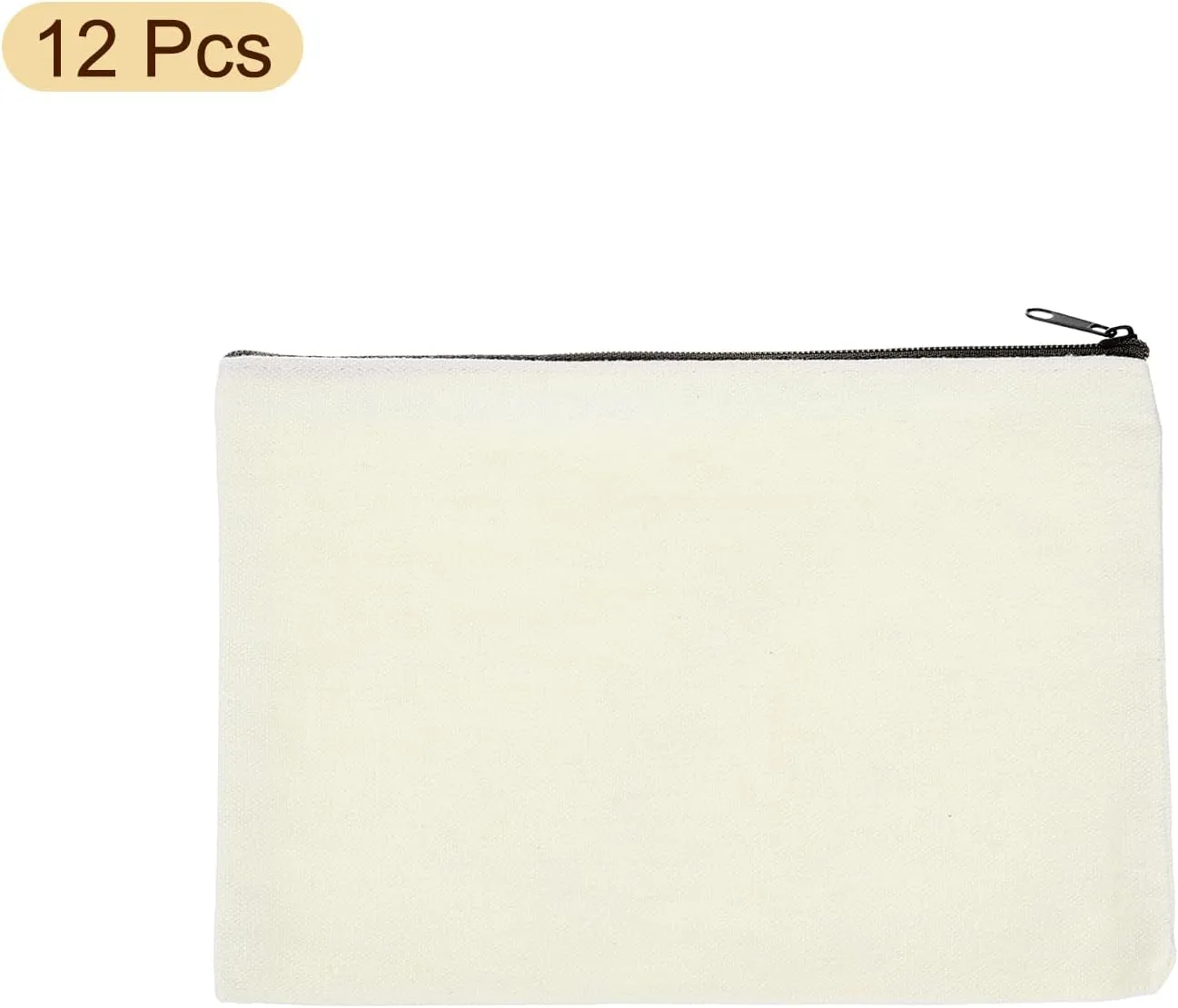 uxcell Canvas Makeup Bags, 12 Pcs Travel Cosmetic Bags Bulk, Multipurpose Blank Toiletry Zipper Pouches Blank DIY Craft Bags Pencil Bag for Women Teens, Black