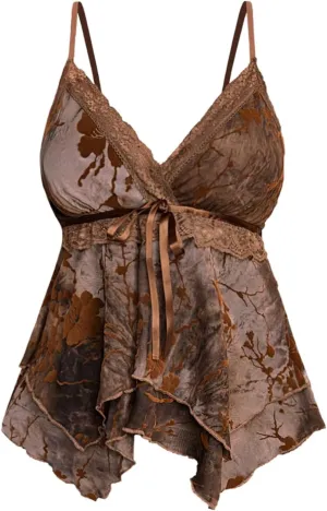 Verdusa Women's Lace Floral Babydoll Ruffle Flowy Camisole Bow V Neck Backless Peplum Tops