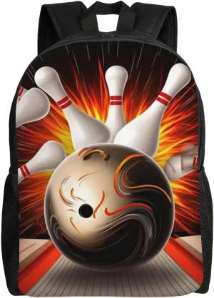 Vintage Sport Bowling Ball Backpack for Women Men Laptop Backpack 16.1 inch Computer Bag Casual Daypack for Travel