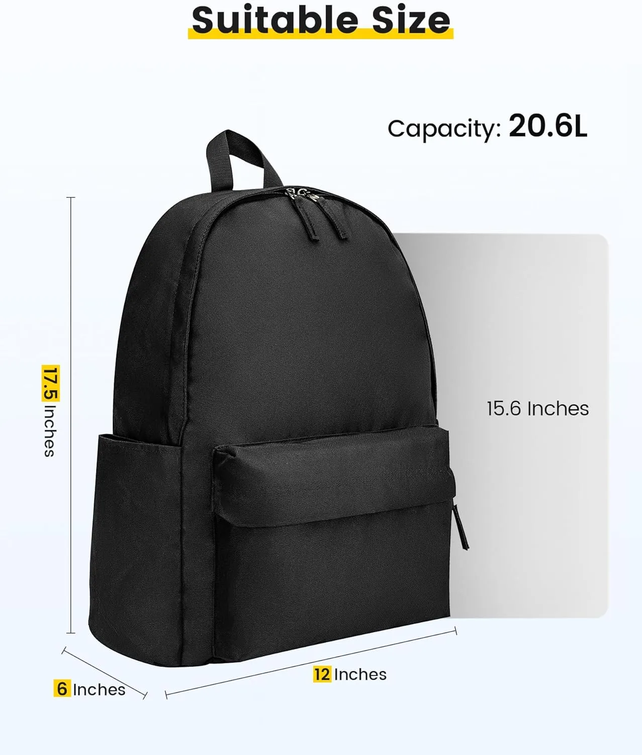 Vorspack Backpack for Men and Women - Basic Bookbag Casual Daypack Backpacks for College Work Travel