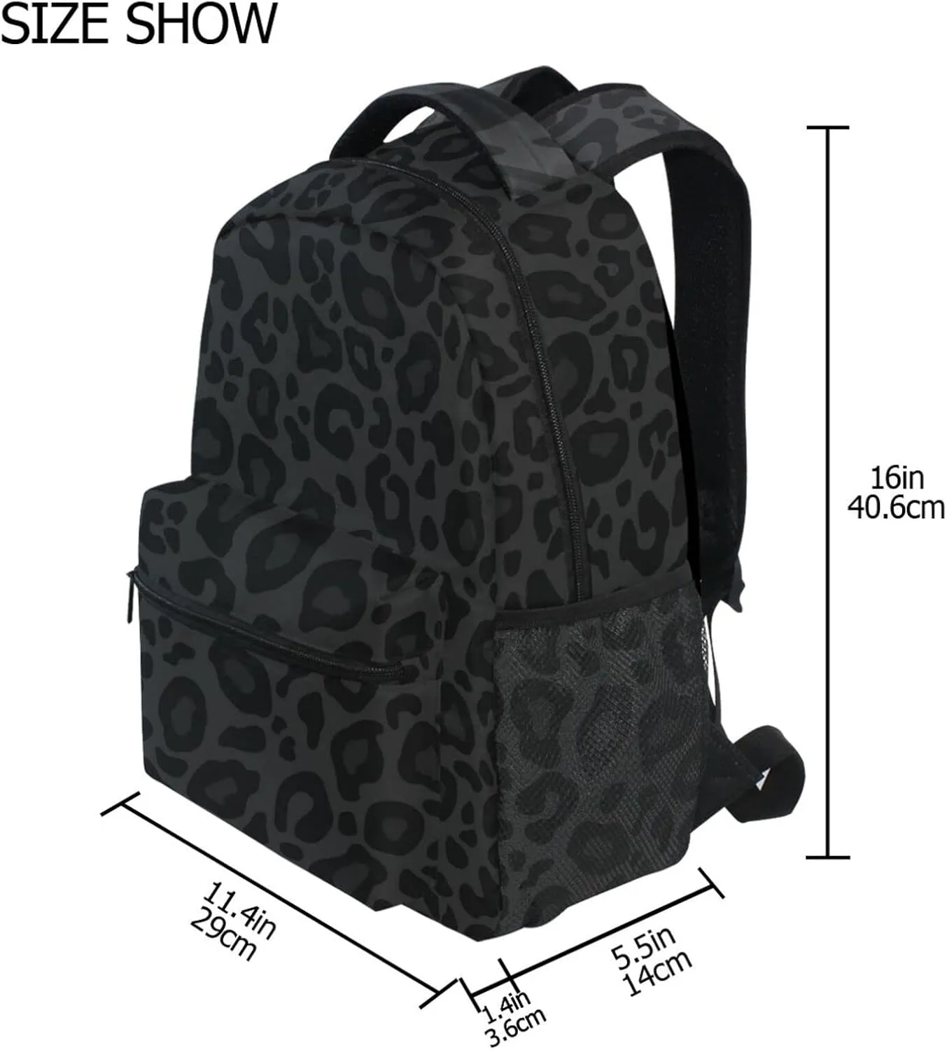 Wamika Black Leopard Backpack for Boys Girls Kids School Backpacks Book Bag Daypack