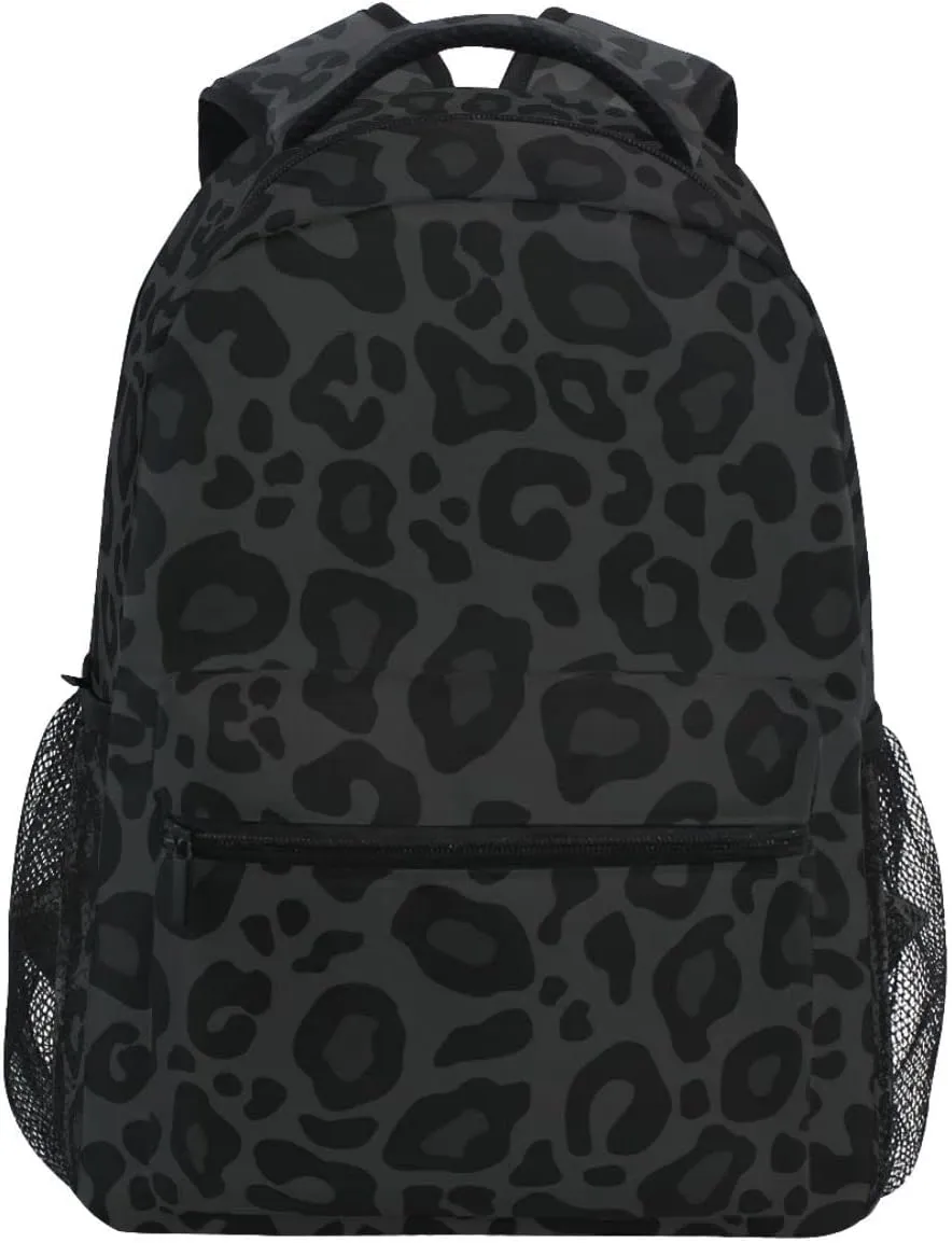Wamika Black Leopard Backpack for Boys Girls Kids School Backpacks Book Bag Daypack