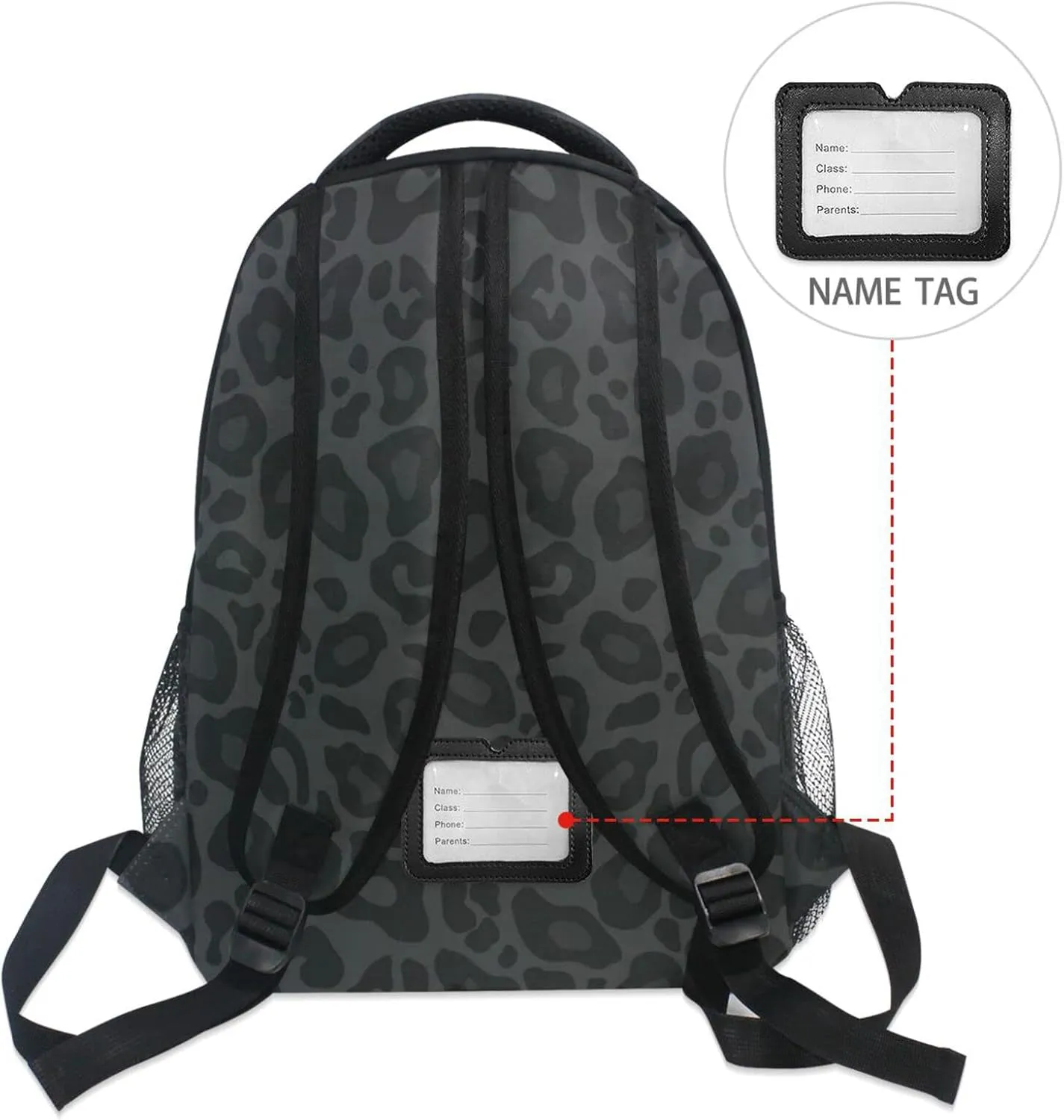 Wamika Black Leopard Backpack for Boys Girls Kids School Backpacks Book Bag Daypack