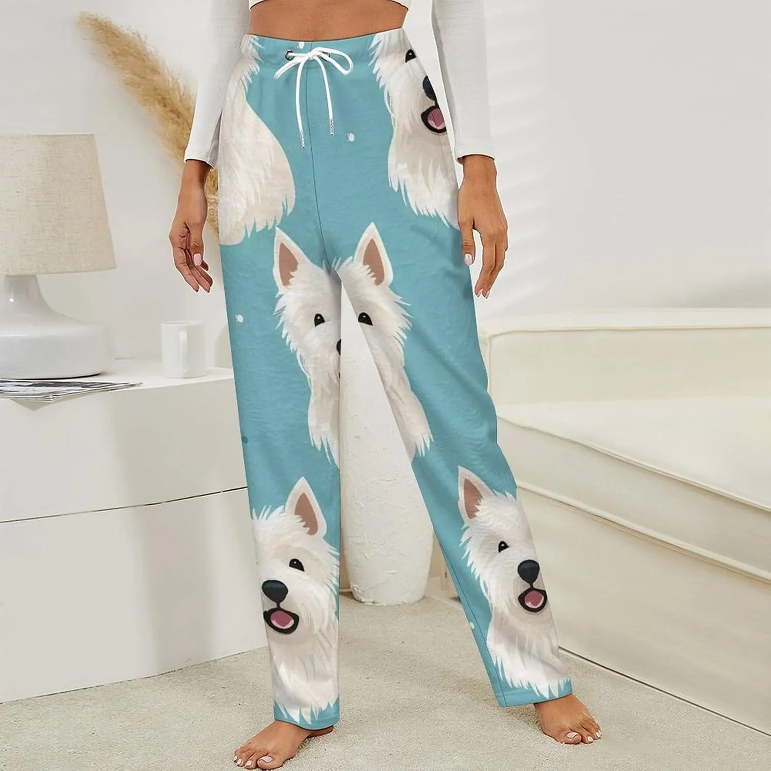 West Highland White Terrier Flannel Pajama Pants Women's Sleep Pants Printed Loungewear Lounge Bottoms