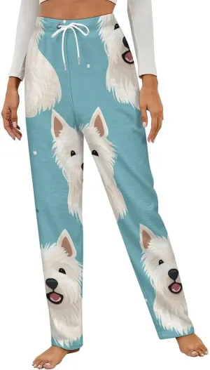 West Highland White Terrier Flannel Pajama Pants Women's Sleep Pants Printed Loungewear Lounge Bottoms
