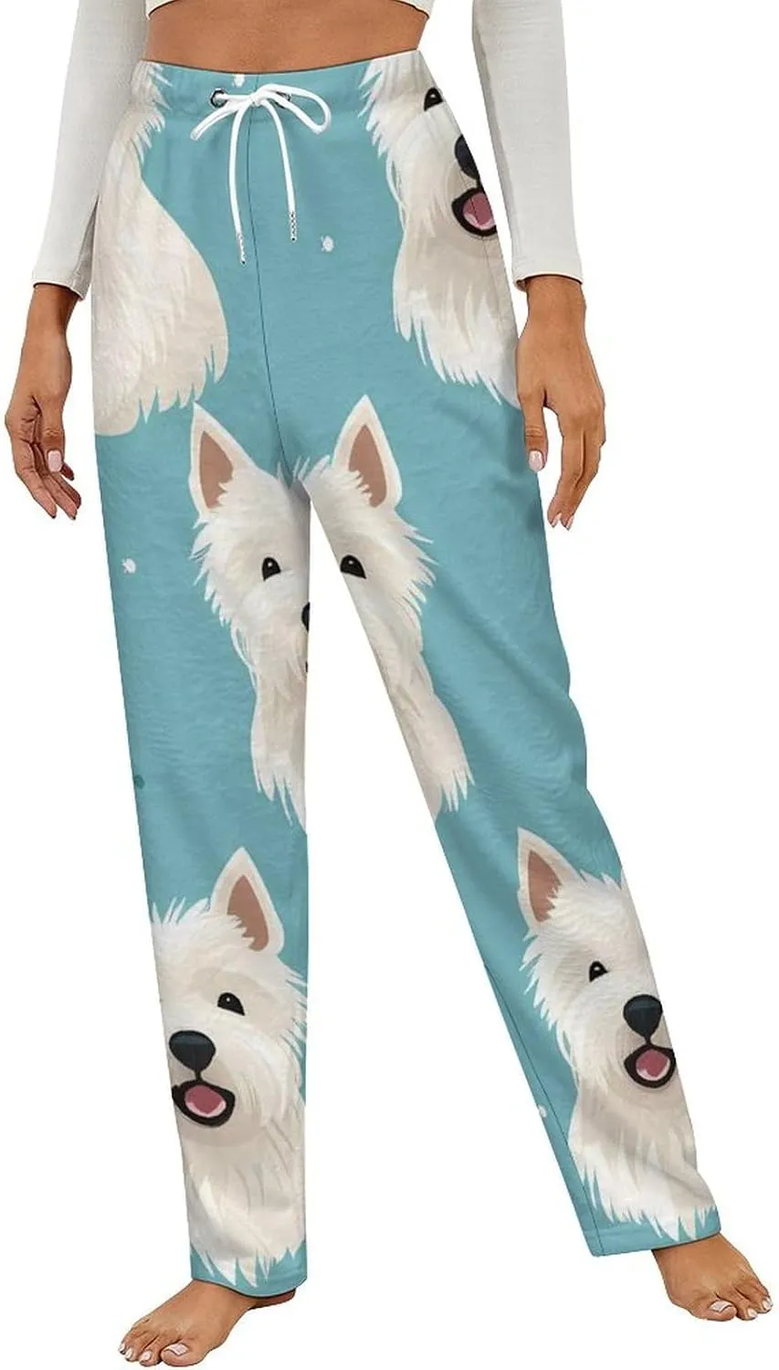 West Highland White Terrier Flannel Pajama Pants Women's Sleep Pants Printed Loungewear Lounge Bottoms