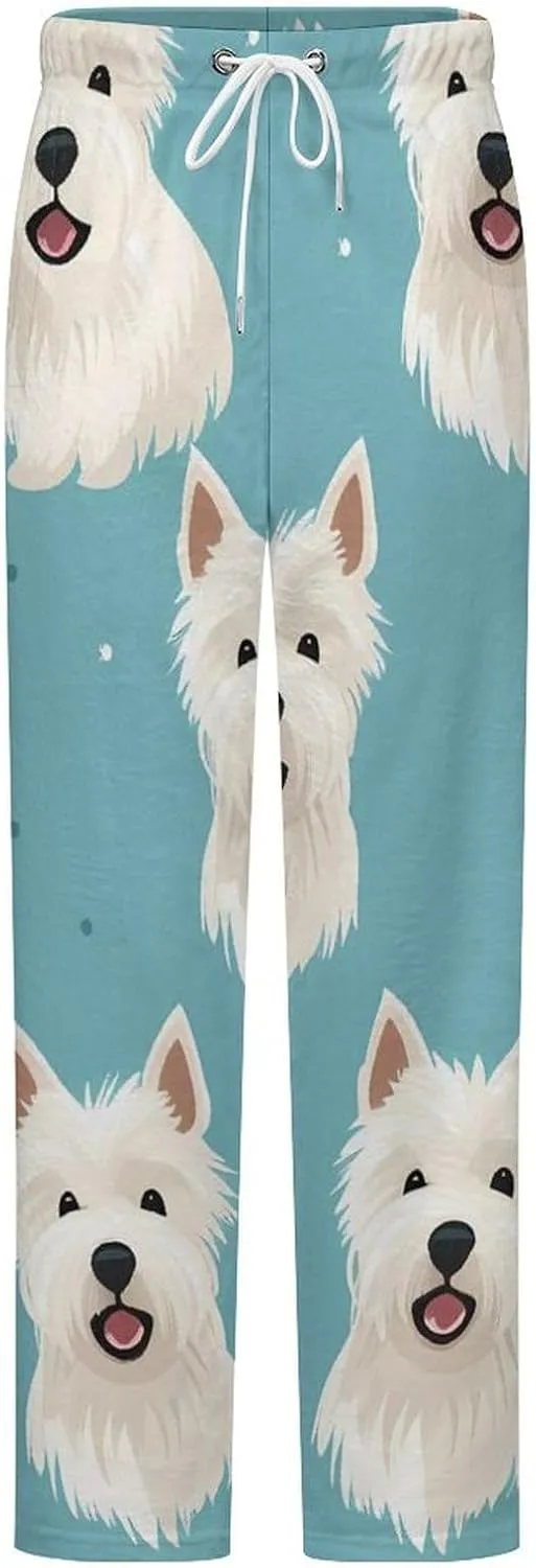 West Highland White Terrier Flannel Pajama Pants Women's Sleep Pants Printed Loungewear Lounge Bottoms