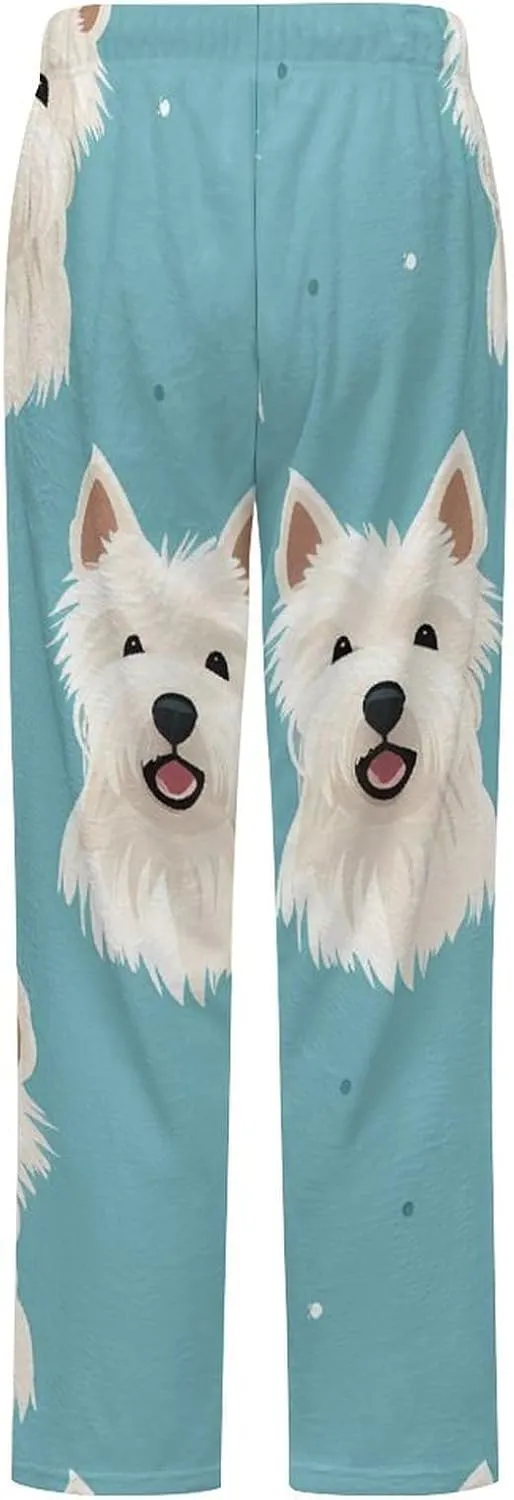 West Highland White Terrier Flannel Pajama Pants Women's Sleep Pants Printed Loungewear Lounge Bottoms