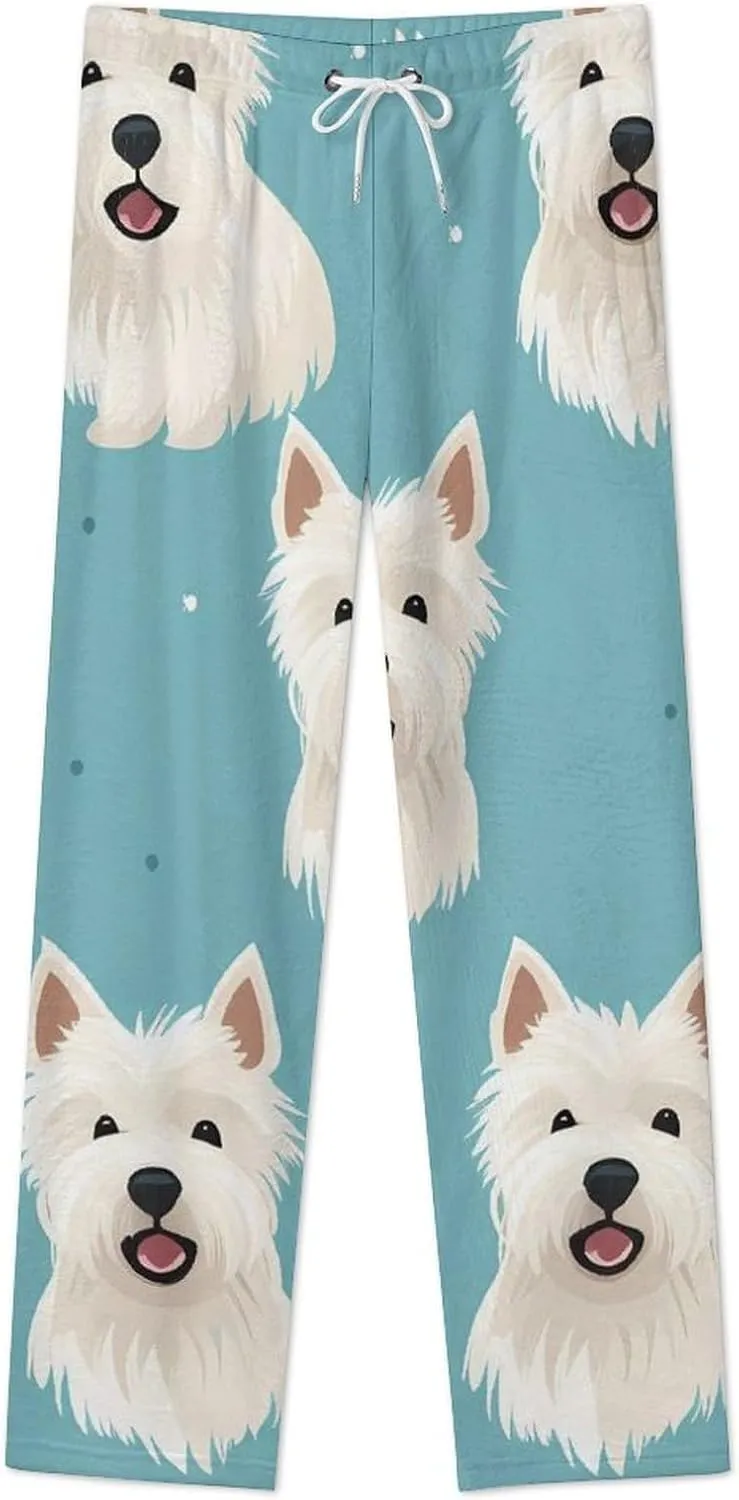 West Highland White Terrier Flannel Pajama Pants Women's Sleep Pants Printed Loungewear Lounge Bottoms
