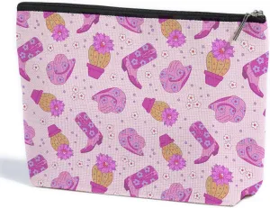 Western Makeup Bag Western Gifts for Women Western Stuff Cowgirl Gifts Country Gifts Vintage Cosmetic Bag Zipper Pouch for Mothers Day Graduation Birthday-Hat-Purple1