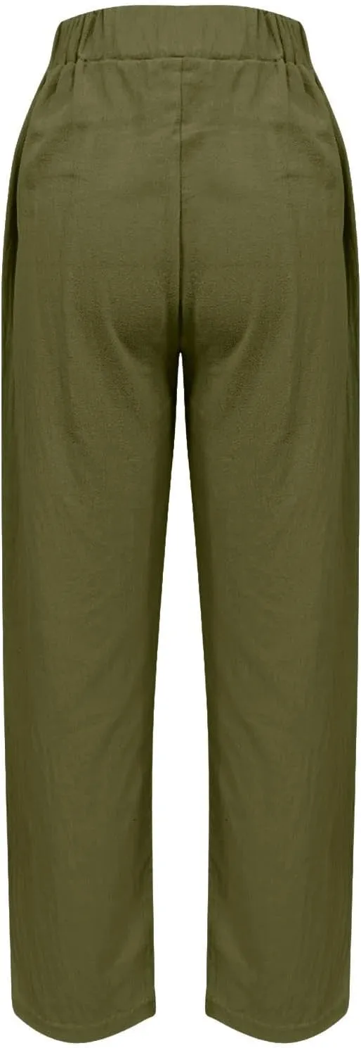 Women's Casual High Waist Wide Leg Straight Dress Pants Trousers with Pocket Long Palazzo Pants Regular Size