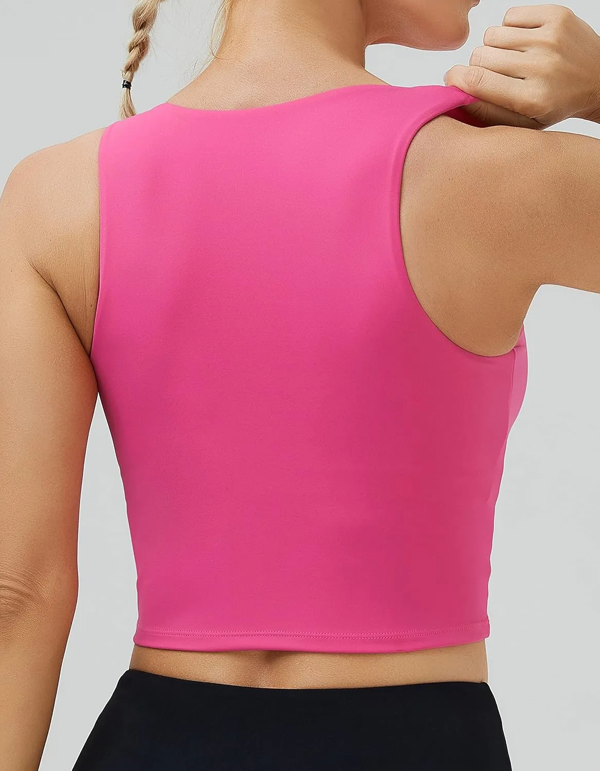 Women's High Neck Crop Top Sleeveless Racer Back Basic Workout Tank Tops Shirt