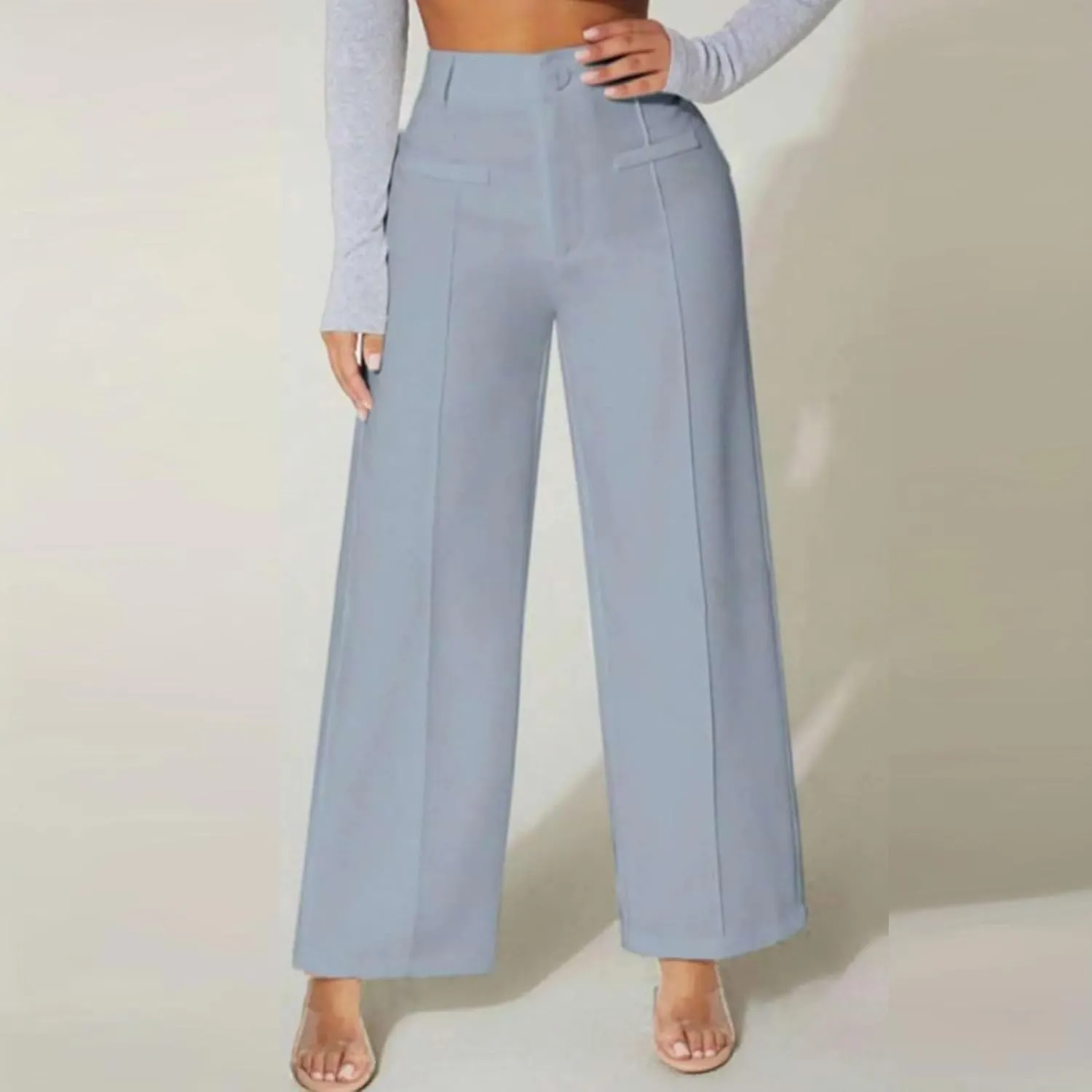 Women's High Waist Pants Trendy Drape Straight Dress Pants Fall Casual Wild Long Trousers Comfy High-end Pants