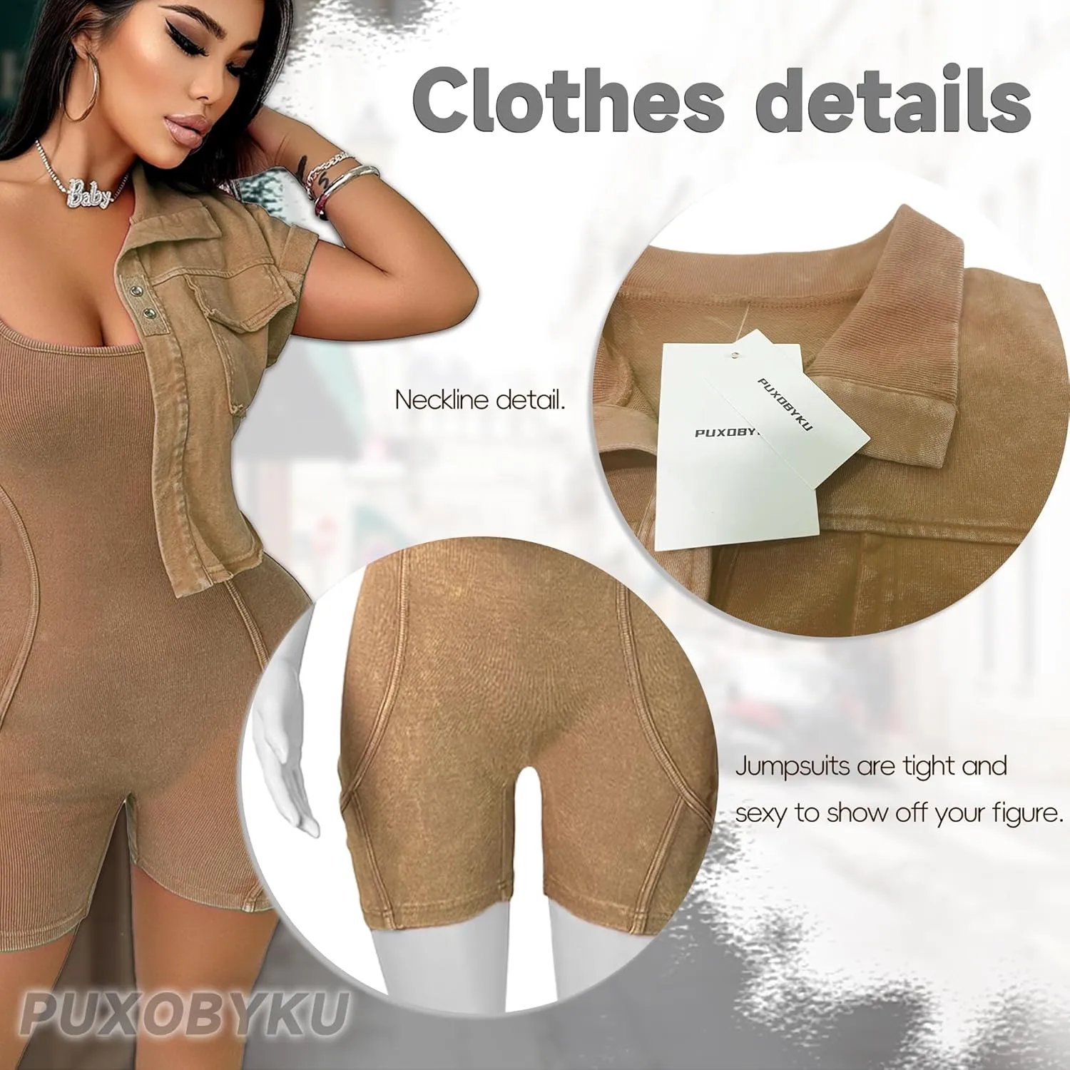 Women's Workout Jumpsuits Two Piece Ribbed Square Neck Yoga Romper Short Sexy Bodycon Bodysuits Summer Outfits